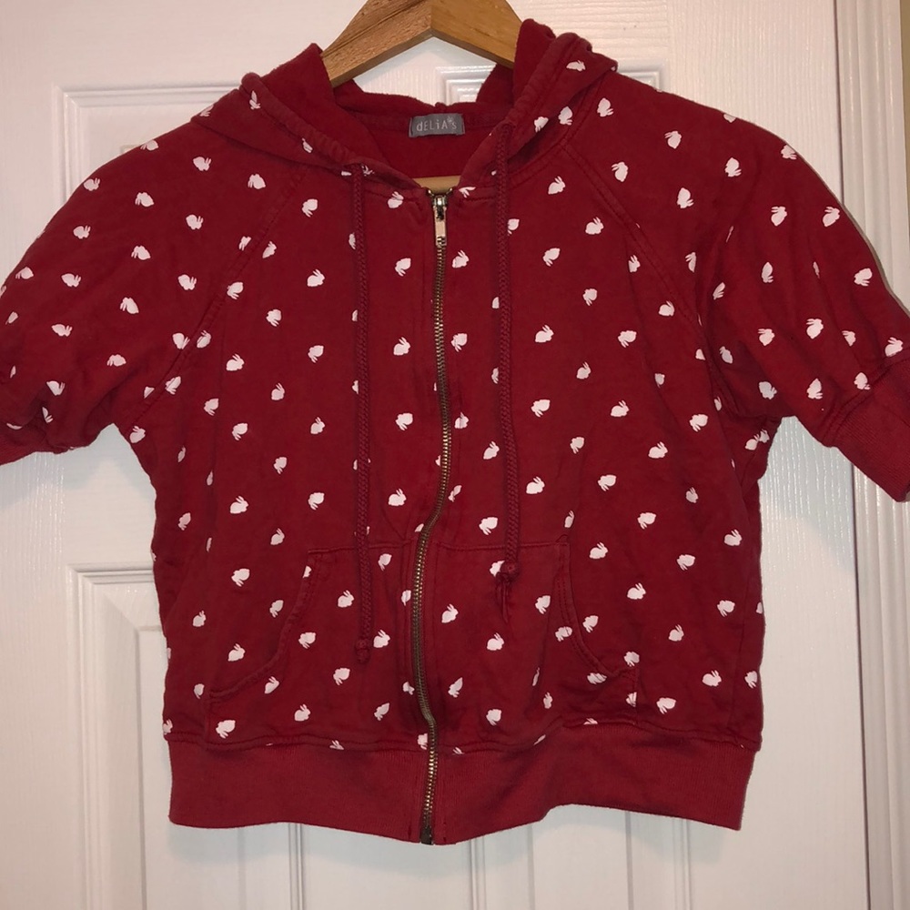 Bunny print short sleeve hoodie